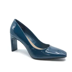 Alfani Womens Step N Flex Tarah Square Toe Pumps Teal Patent Size 7M