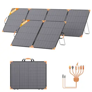 MHPOWOS 200W 400W 100W Bifacial Portable Solar Panel for Jackery Bluetti Anker Ecoflow Power Station, Dual-Sided ETFE Monocrystalline Energy Capture, IP68 Waterproof,Lightweight Foldable Solar Charger for Camping RV Van Life Emergency Backup 400 watts Kit
