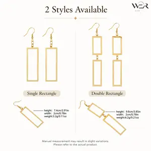 Gold Rectangle Geometric Hoop Earrings Single Double Style Minimalist Statement Jewelry for Women Girls Daily Wear Gift