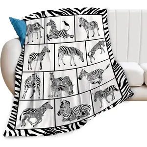 Zebra Blanket Gift for Girls Women Ultra Soft Cozy Fleece Zebra Horse Throw Blankets Fuzzy Plush Animal Bedding Blanket for Bed Kids Adults 50"x40"