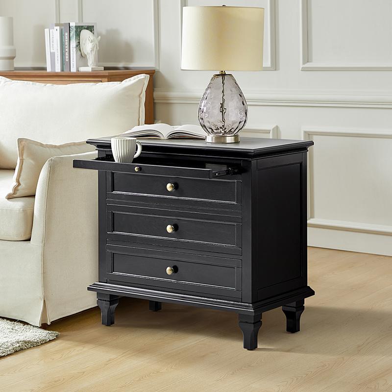 Hulala Lionel 3 Drawer Nightstand with Charging Station