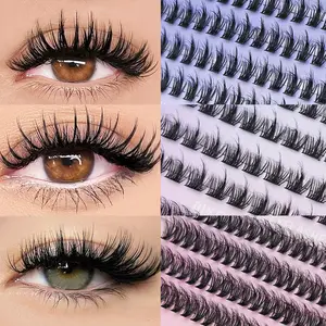Dense Curled Individual Lashes, Cartoon Style Lower Eyelash Extensions, 8-14mm Fluffy Natural Clusters, 192pcs DIY Self-Use Lashes Extension, Diy False Eyelashes