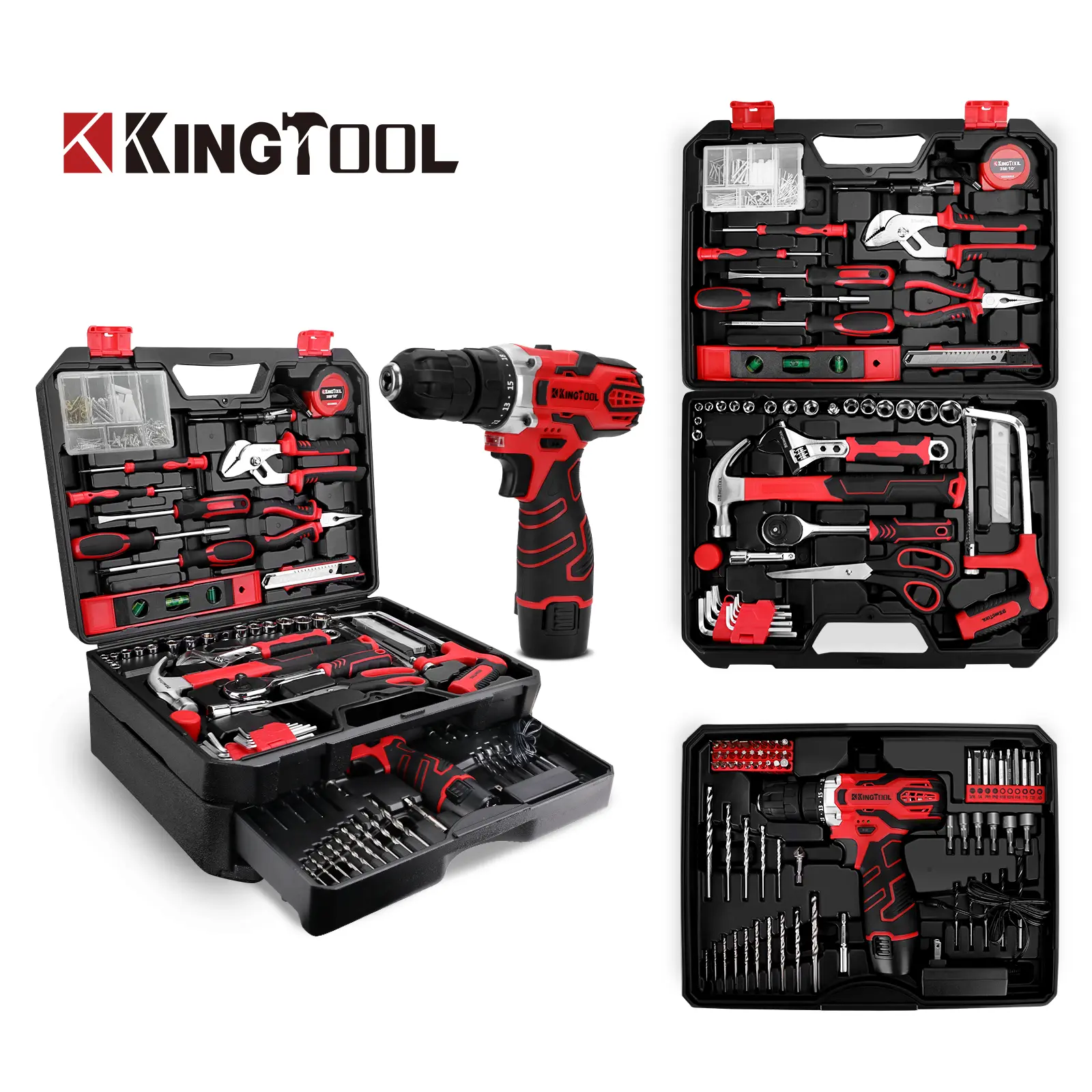 【Live】KingTool 276-Piece Tool Set Kit - Tool kit with 12V Cordless Power Drill Driver Toolbox Storage Case with Drawer, Drill Set Perfect for Homeowner, Diyer, Handyman