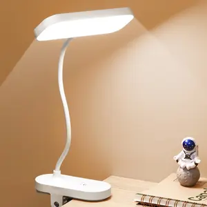 Desk Lamp with Clamp Portable Cordless Rechargeable Clip on Reading Light Eye-Caring LED for Dorm Bunk Bed Bedroom Living Room Office