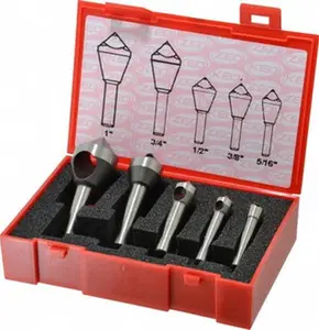 KEO 5-Piece Cobalt Countersink Set, Model 53529, 90° Included Angle, Single End, 5/16 to 1" Head Diameter, 1-5/8 to 2-5/8" OAL, Ideal for Countersinking