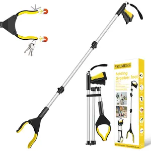 Volmees 43" Extra Long Grabber Reacher Tool, Grabbers for Seniors Grab it Reaching Tool w/Anti-Drop Cord, Lightweight Trash Grabber Pickup Tool 360°Rotating Jaw +Magnets, Heavy Duty Foldable Grabber