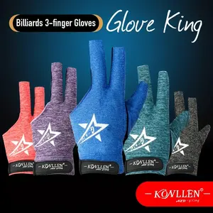 KONLLEN 1pc Billiard Gloves Left & Right Hand 3 Fingers Purple Blue Red Green Gray Snooker Pool Accessories