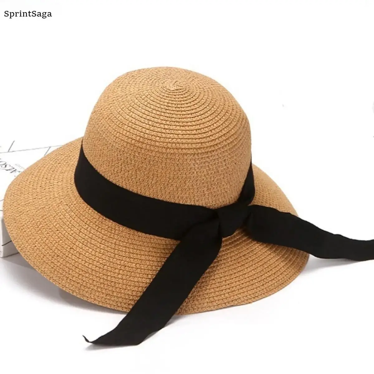 Women's Solid Natural Straw Hat - Wide Brim, Foldable, Bendable, Portable, UPF 50+ UV Protection, Lightweight Bag Accessory for Beach, Daily, Casual Outdoor Use