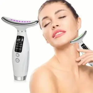 7 Color LED Electric Facial Massager, Rechargeable Facial & Neck Massage Tool, Professional Facial Beauty Instrument for Women & Men