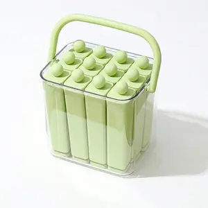 6/12-Cavity Silicone Ice Stick Mold, Easy Release Popsicle Maker with Clear Storage Bin and Handle, Long Ice Cube Tray for Stanley Cups, Tumblers, Sports Bottles, BPA-Free