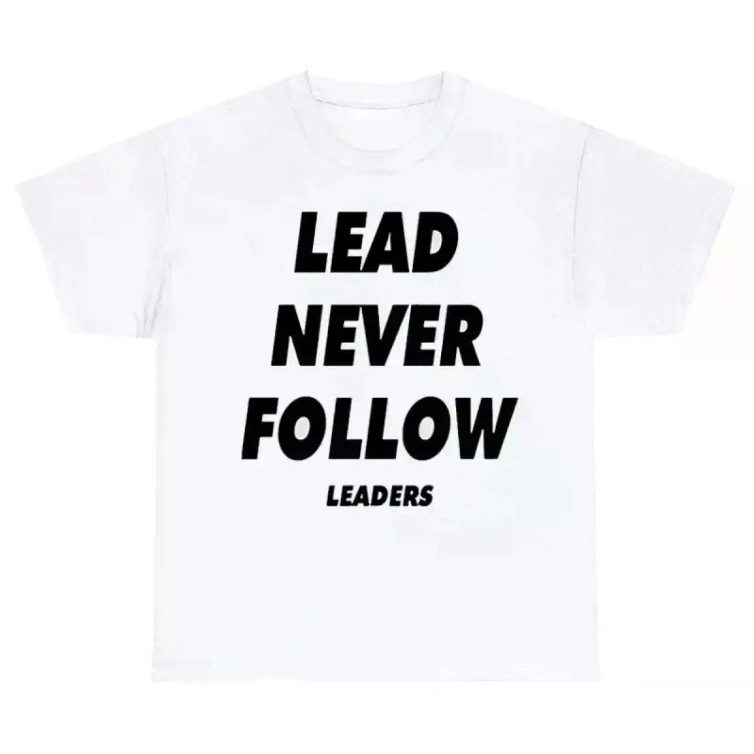 Customized Chief Keef "Lead Never Follow" Vintage Oversized Cotton T-Shirt for Women - Casual Office Streetwear Short Sleeve Print Top, Matching Pants Compatible