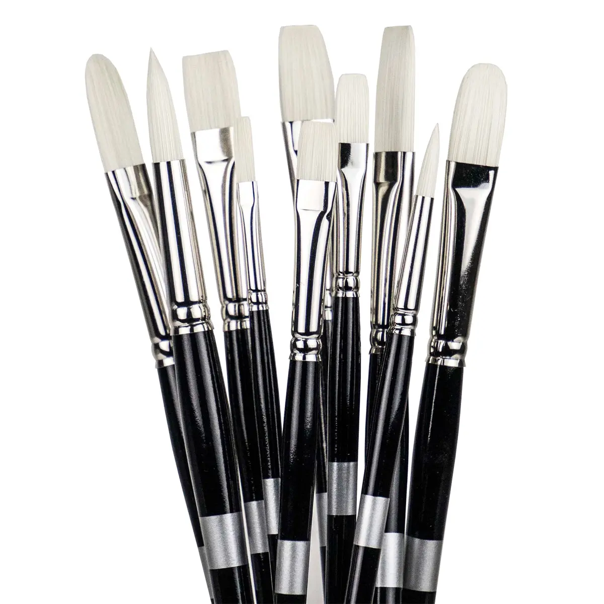 Trekell Opal Synthetic Hog Bristle Artist Brushes - Long Handle for Oil and Acrylic Painting filbertpaintbrush