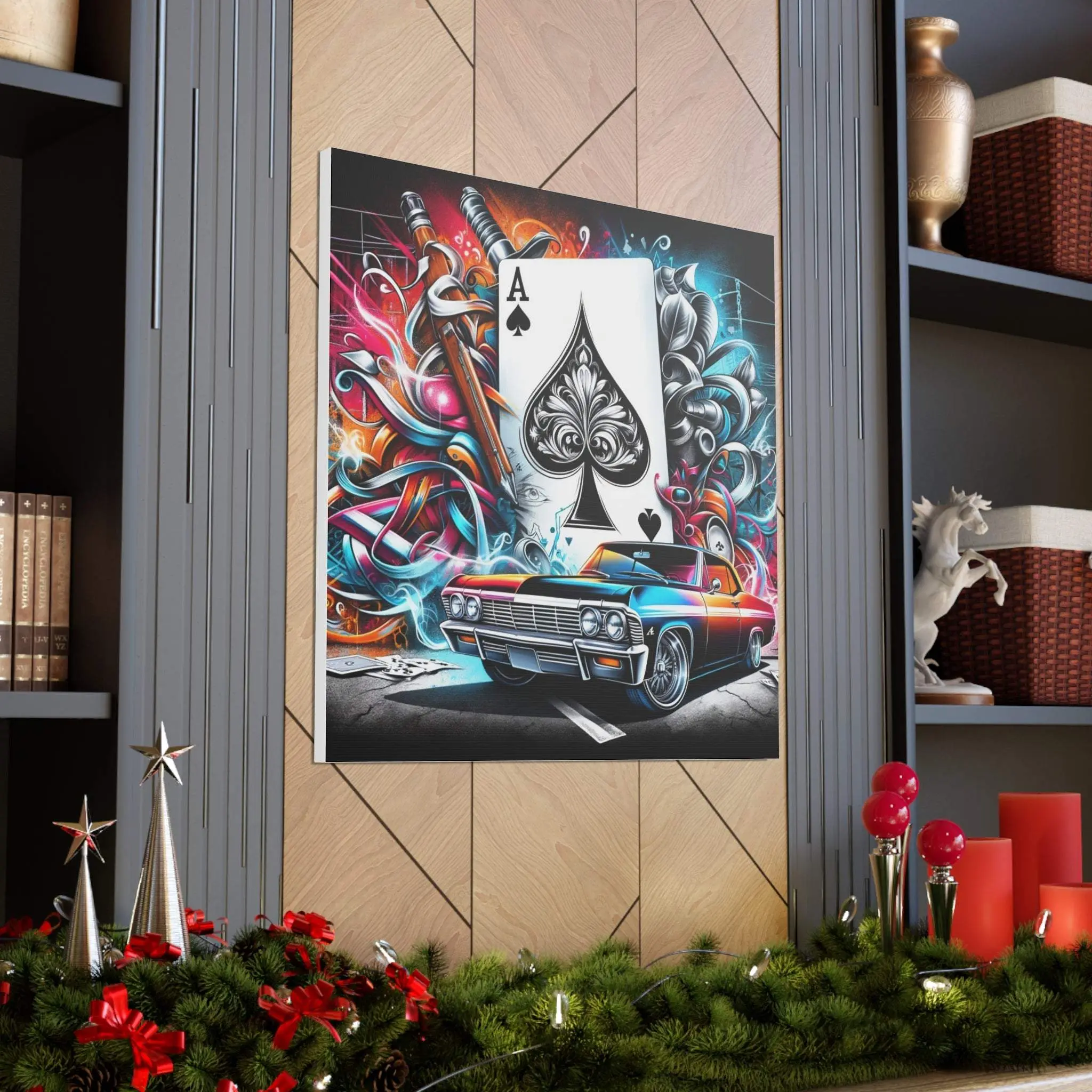 Urban Street Art Canvas Gallery Wraps - Spades and Classic Cars