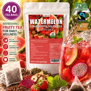 LVSEFOD Watermelon Oolong Tea 7.05 Oz (5G X 40 Packets) Apple, Strawberry, Dragon Fruit Oolong Tea Fruit Tea, Fruit Tea Bags, Convenient to Carry, Perfect Summer Companion, Individually Packaged, Suitable for Afternoon Tea, Caffeine-Free And Additive-Free