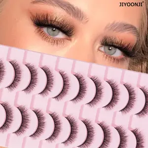 10 Pairs Fluffy Dense False Eyelashes, Natural Curly Soft Lightweight Easy Beginner Use, D Curl 0.07mm Thick, Wispy Lashes, Festival Friday