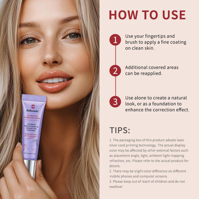 Centella Asiatica CC Cream, 1 Count Moisturizing CC Cream, Lightweight & Non-greasy Formula Moisturizer for Even Skin Tone, Makeup Essentials