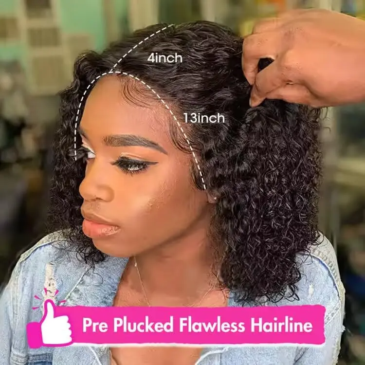 gk Human Hair Lace Front Wig, 14-Inch Wear-and-Go Glueless  display picture 3