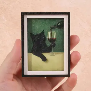 1PC Cute Cat Kitty Refrigerator Magnet, Fun Mini Photo Frame Magnet, Animal Fridge Magnet for Home Decor Decoration, Photo Magnets, Perfect Festive Gift, Refrigerator Decorating Magnet