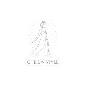 Chill in Style princess illustration Kiss-Cut Sticker | elegant gown, minimalist line art