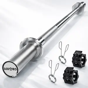 LEKÄRO 4FT Olympic Barbell Bar for Home Gym – 350LB Heavy Duty, Smooth Spin Sleeves, EZ Curl or Straight Option