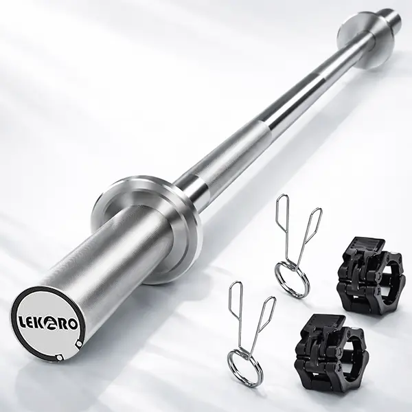 LEKARO 4FT Olympic Barbell, Straight Knurled Steel Bar with Smooth Rotating Sleeves, 350LB Capacity - Weightlifting & Strength Training Accessory for Home Gym Upper Body Workouts, Weightlifting Barbell, Workout Equipment, Multifunctional Fitness Equipment