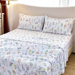 Size Sheets Set, 4- Printed Bed Sheets, 16" Deep Pocket, Ultra Soft & Cooling Sheet, Oeko-TEX Certified, Green Floral Dreamscape