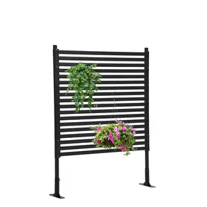 Outdoor Privacy Screen  Freestanding Feet Privacy Fence Screen for Outside, Trash Can Metal Privacy Panels, Decorative Pipes and Slats Divider for Backyard Patio Garden