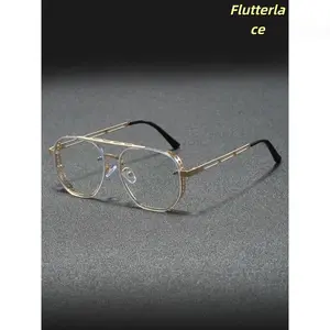 Unisex Tortoise Metal Wire Glass Frames - Business Top Bar Accent Optical Eyewear, Lightweight Comfortable Classic Stylish Sports & Outdoor Accessories for Office Meetings Daily Wear