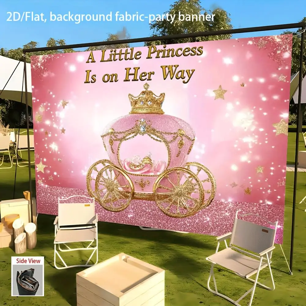1 PC 2D Flat Little Princess Carriage Polyester Wall Hanging Banner, High-Quality Modern Artistic Hanging Home Decor, Wall Mounted Design for Living Room Decor, Birthday Festive Party Supplies