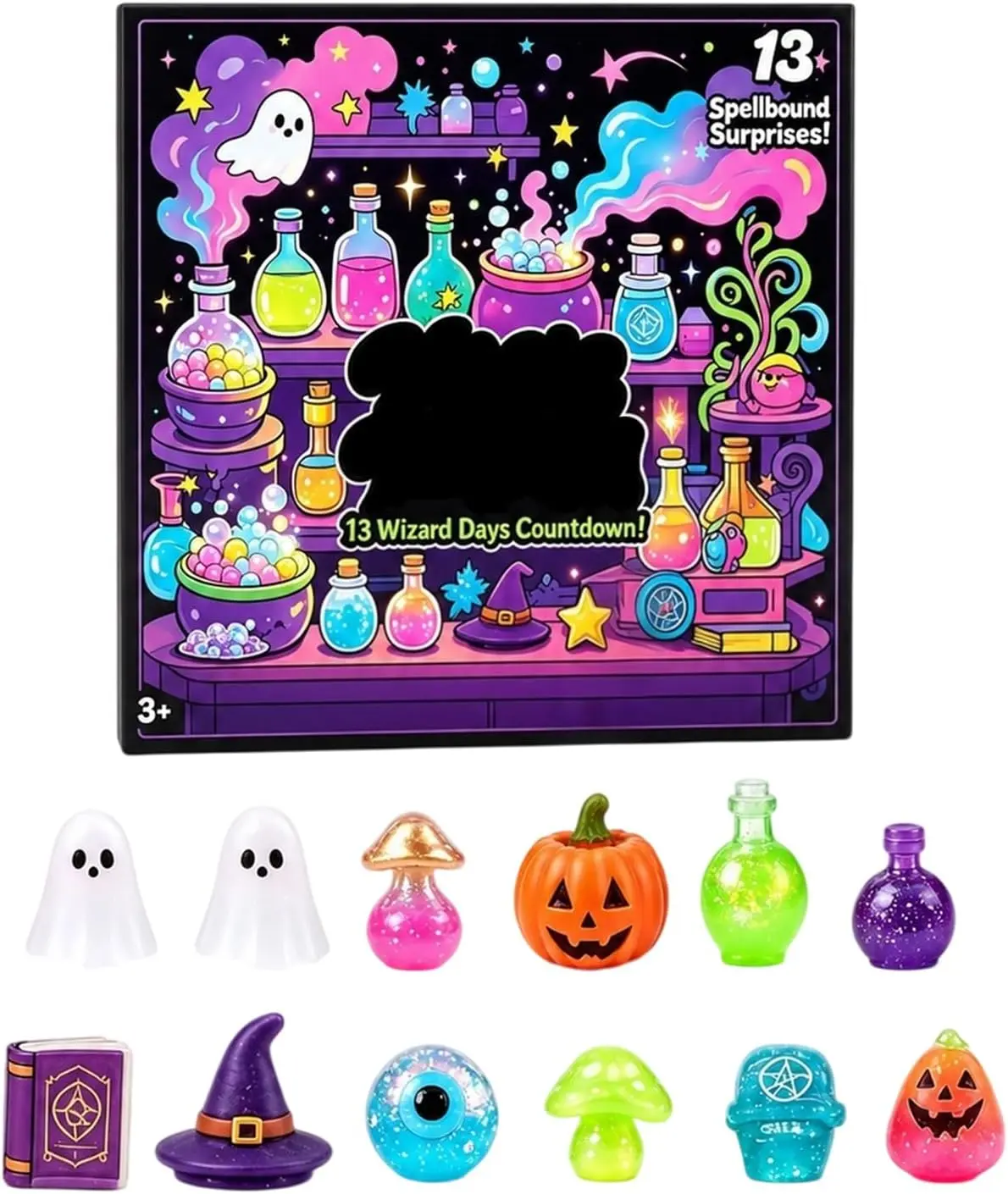 Cozy Fall Gifts Halloween Squishy Advent Calendar, 12 Days Mystery Countdown Box with Soft Fidget Sensory Toys, Spooky Ghost Pumpkin Eye Ball Stress Relief Squishy Novelty Gifts for Adults and Holiday Party Favors