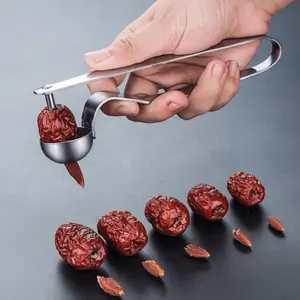 Stainless Steel Jujube Pitter - Efficient Cherry Core Remover & Hand-Pressing Enucleator for Easy Kitchen Baking - Durable Metal Construction & Easy Cleaning Design