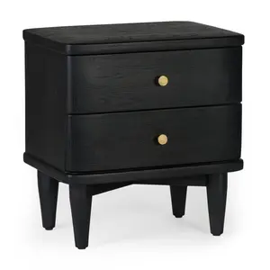 360 Stand 26 in. Oak Wood Daniel Nightstand - Charcoal Finish, Textured Top, Soft Edges, Water-Based Coating, Contemporary Bedside Tables, Minimalist Bedside Tables