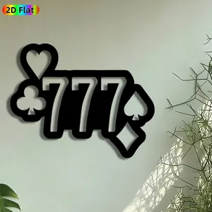 1pc Lucky 777 Casino Metal Wall Art, Poker Suit 777 Statue Mural, Artistic Metalwork, Intricate Craftsmanship, Perfect for Housewarming, Graduation Decor, Perfect for Game Room Bar Man Cave Decor, Ideal Gift for Casino Theme Enthusiasts.