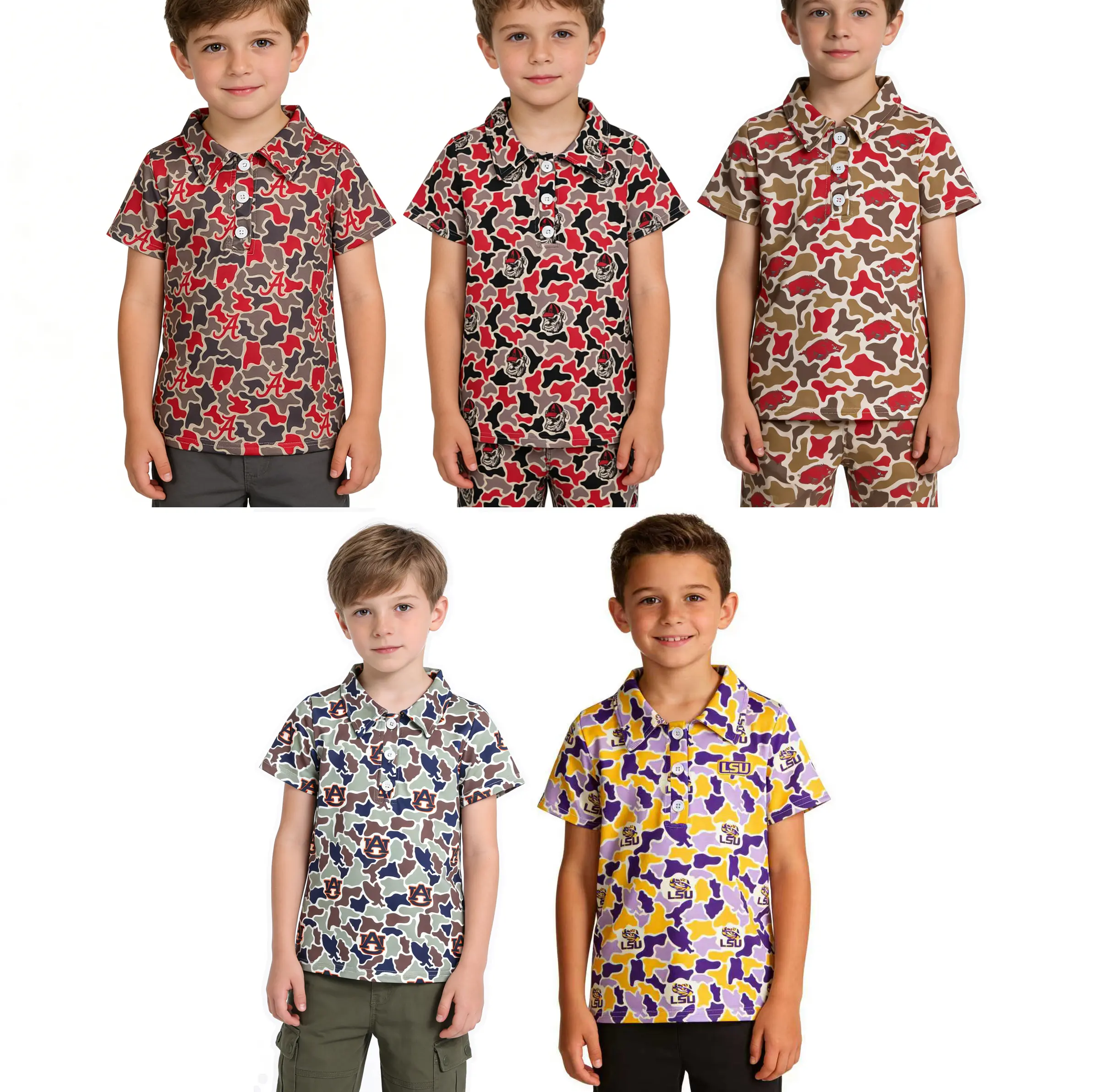 Boys' Buttoned Breathable Casual Game Day Summer Team Polo Shirts - Active Tops for 4-5 Years Old Kids, Breathable Polo Shirts, Buttoned Polo Shirt