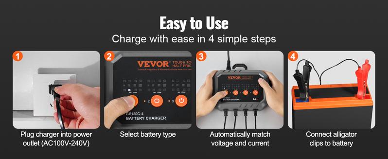 VEVOR Smart Battery Charger, TikTokShopBlackFriday, 8-Amp, LiFePO4 Lead-Acid (AGM / Gel / SLA) Car Battery Charger, Fully-Automatic Charger Maintainer Desulfator for Boat Motorcycle Lawn Mower Golf Cart Marine Deep Cycle  VEVOR Super Brand Day