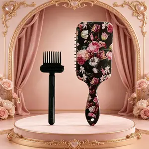 Vintage Floral Air Cushion Massage Comb Set, No Tangle Smooth Hair Comb, Wide-Tooth Comb, Free Cleaning Tool Set, Single Item