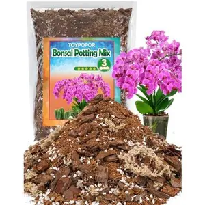 TOYPOPOR 3qt Orchid Potting Mix with Moss Pine Bark Mulch Perlite Stone & Coco Peat Natural Ingredients, Orchid Repotting Kit Drainage Indoor Potting Medium Great for Plant Root Climbing & Expanding
