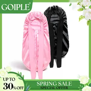【Spring Glow-Up】Women's Satin Silk Braid Bonnet - 2 Count Large Long Sleep Cap for Braids Elastic Breathable Lightweight Premium Hats Soft Heatless (Black&Pink) WinterGift