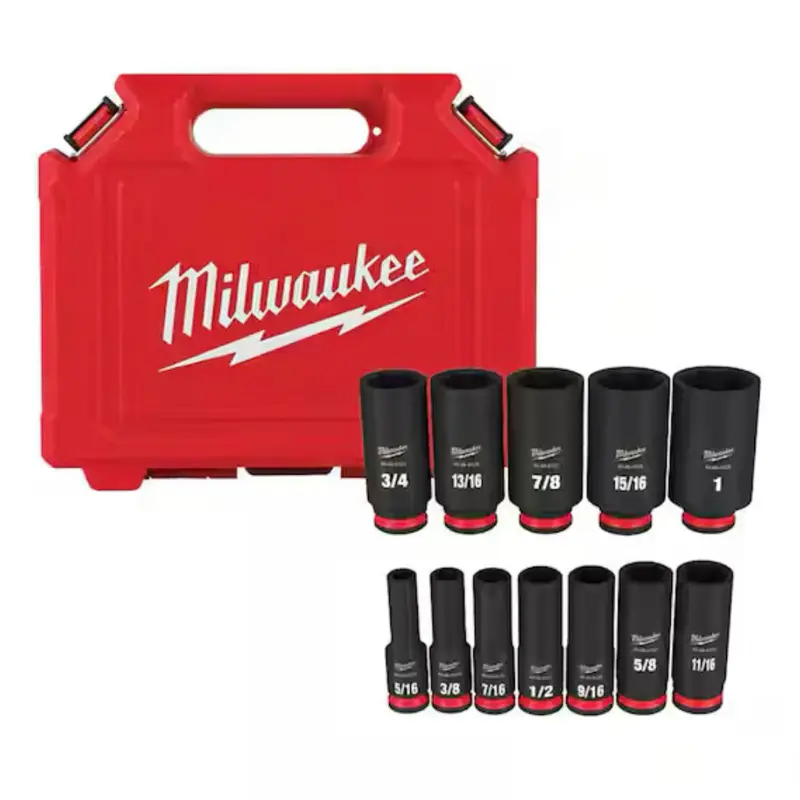 Milwaukee SHOCKWAVE 3/8 in. Drive Deep Well 6 Point Impact Socket Set (12-Piece)