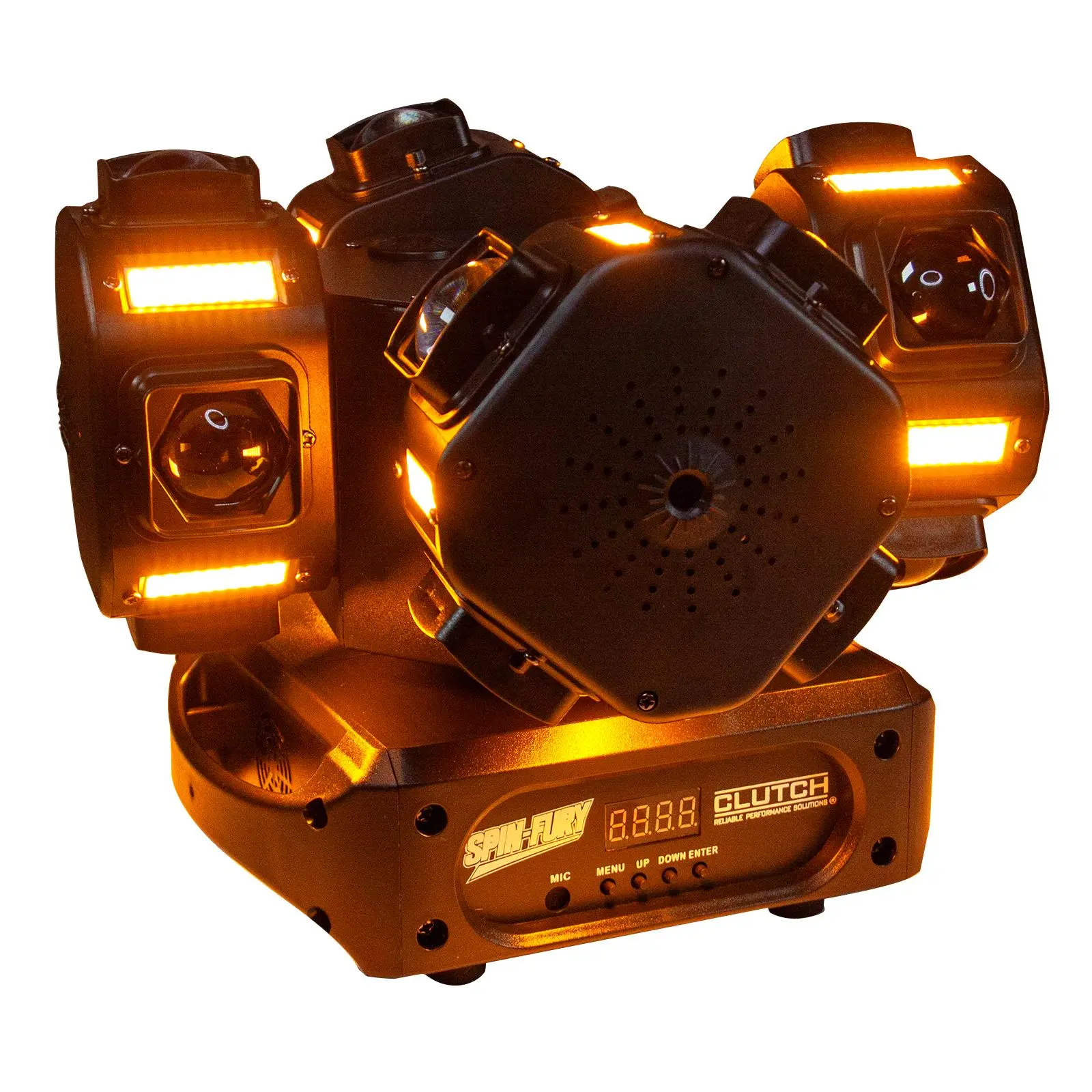 Clutch SPIN-FURY 200W RGBW LED Motion Strobe/Laser Light Fixture
