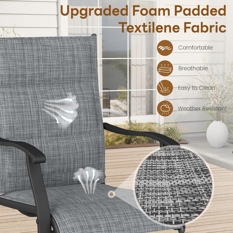 Outdoor Patio Swivel Dining Chairs Set of 2/4, 360 Swivel and All Weather Rocking Chair with Padded Textilene Mesh Fabric and Rust Proof Steel Frame, 400 Lb. Capacity, Grey Outdoor Patio Swivel Dining Chairs Set of 2/4, 360 Swivel and All Weather Rocking Chair with Padded Textilene Mesh Fabric and Rust Proof Steel Frame, 400 Lb. Capacity, Grey
