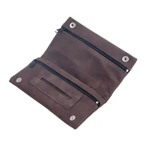 Handmade Brushed Leather Cigar Bag: Foldable, Multifunctional, Holds Lighter & Tobacco (Moisturizing)