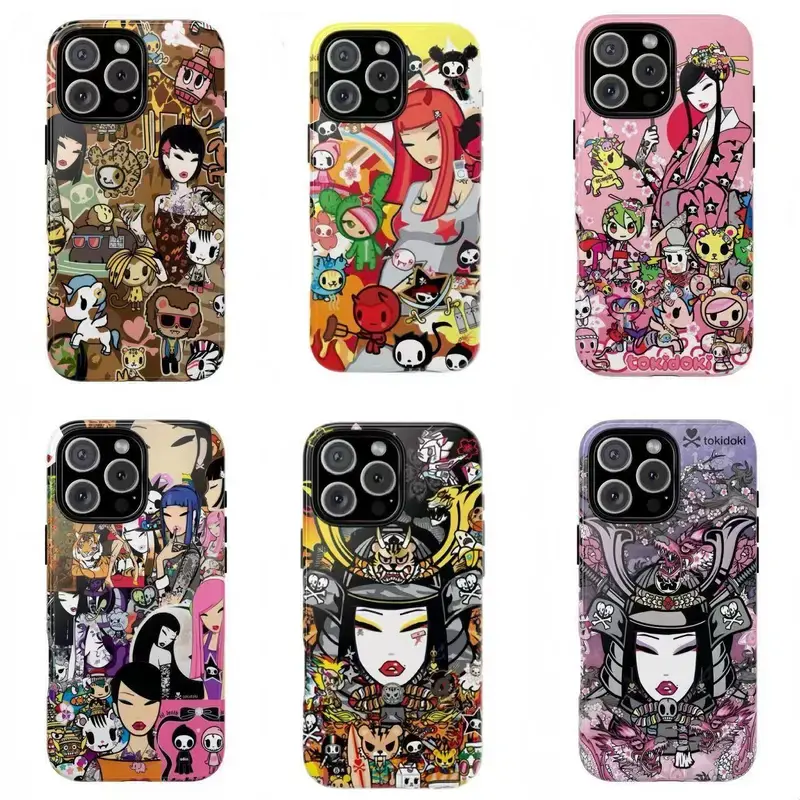 Pink Colorful T-To.ki.doki Phone Case, Cool Lady and Tiger Graphic Cute Phone Case, Trendy Aesthetic Phone Case for iPhone 17 16 15 14 13 12 11 Pro Max