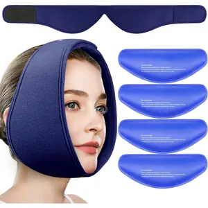 Wisdom Teeth Ice Pack Head Wrap, Face Ice Pack for Jaw Oral Surgery Pain Relief for TMJ, Teeth Removed, 4 Cold Therapy Gel Packs Reusable, Blue Daily circular  ice  pack  adults