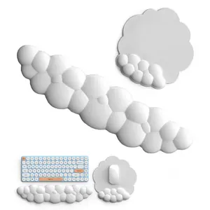 Cloud-Shaped Design Wrist Rest & Mouse Pad Set - Comfortable & Breathable Memory Foam Mouse Pad Set for Office & Home Use, Cloud White Work Desktop Accessories, Mouse Pad for Desk, Gaming Mouse Pad, Gaming Room Accessories, Desk Accessory, Memory Foam out
