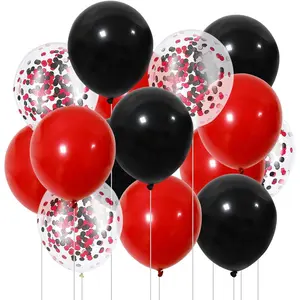 12inch Black Red Latex Helium Balloons,Black Red Confetti Balloon for Party Decorations,Pack of 50