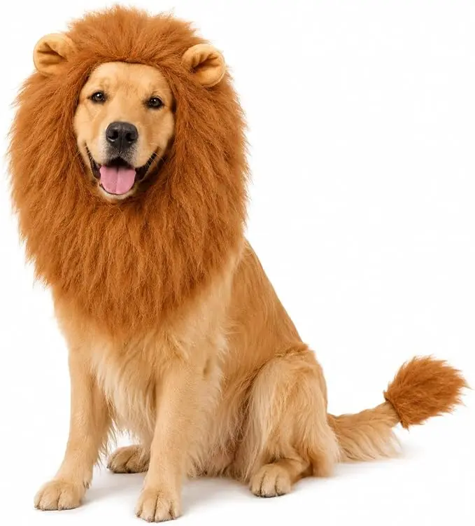 Lion Mane Wig for Dogs with Ears Funny Pet Costumes for Halloween Christmas Festive Dog Accessories