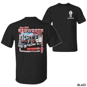 Kenworth 100th Anniversary T-Shirt, Vintage Semi Truck & Column Print, KW Centennial Graphic Shirt, For Truck Drivers & Diesel Haulers, Gift for Kenworth Fans