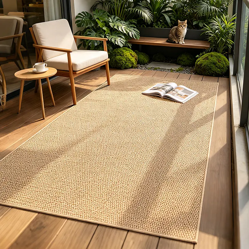 Anti-sisal Solid-Color Rug, Versatile and Casual Large Balcony Rug, Durable for All Seasons, Suitable for Living Rooms, Balconies, and Gardens