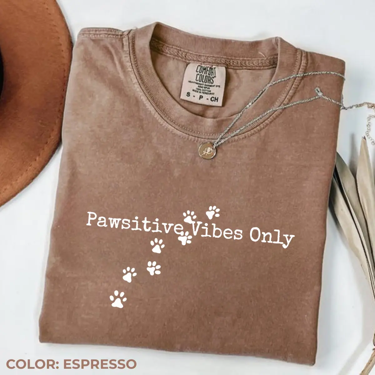 Comfort Colors Pawsitive Vibes Only Shirt, Cute Paw Print Graphic Tee, Dog Lover T-Shirt, Pet Owner Gift, Animal Lover Apparel